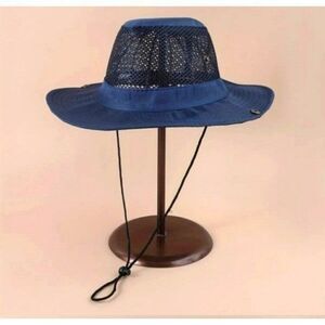 Unisex Breathable Mesh Fisherman Bucket Hat Solid Color Navy